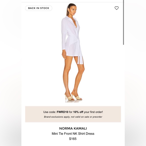 NWT Norma Kamali Mini Tie Front NK Shirt Dress - Picture 3 of 6
